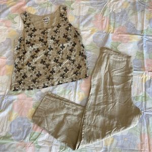 SOLD ❌❌Vintage 2 Piece Linen Set Tank Top and Pants by Robbie Bee Size 16